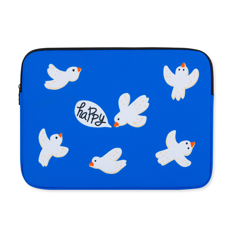 Blue Birds Graphic Laptop Sleeves 13" 15"inch Fitted Cases Covers Pouches Protective Purses Handbags Square Cushion School Collage Office Lightweight