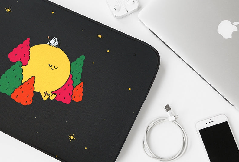 Black Moon Tree Rabbit Graphic Laptop Sleeves iPad 11" 13" 15" 17" inch Cases Protective Covers Handbags Square Pouches Designer Artist Prints Cute Lightweight School Collage Office Zipper Fashion Unique Gifts Couple Items Skins