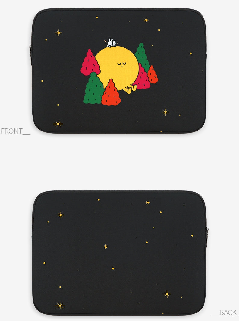 Black Moon Tree Rabbit Graphic Laptop Sleeves iPad 11" 13" 15" 17" inch Cases Protective Covers Handbags Square Pouches Designer Artist Prints Cute Lightweight School Collage Office Zipper Fashion Unique Gifts Couple Items Skins