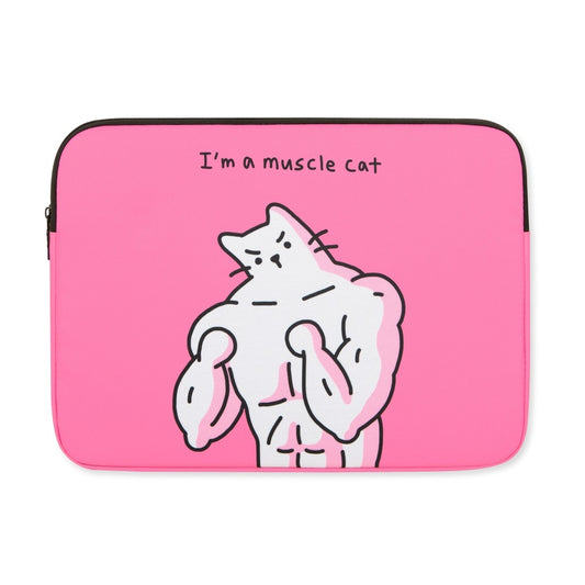 Pink Cat Graphic Laptop Sleeves 13" 15" inch Cases Protective Covers Handbags Square Pouches Designer Artist Prints Cute Lightweight School Collage Office Zipper Fashion Gifts