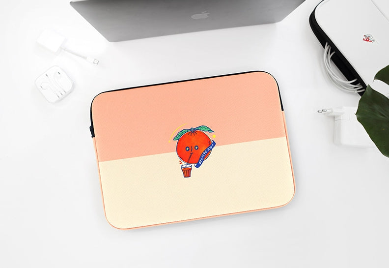 Pink Orange Graphic Laptop Sleeves 13" 15" inch Cases Protective Covers Handbags Square Pouches Designer Artist Prints Cute Lightweight School Collage Office Zipper Fashion Unique Gifts