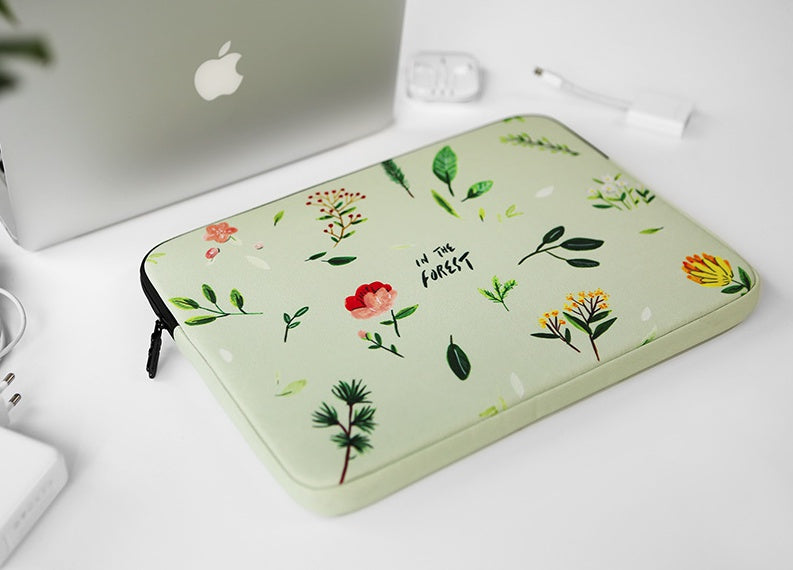 Green Forest Graphic Laptop Sleeves iPad 11" 13" 15"inch Fitted Cases Pouches Protective Covers Purses Handbags Square Cushion Designer School Collage Office Lightweight