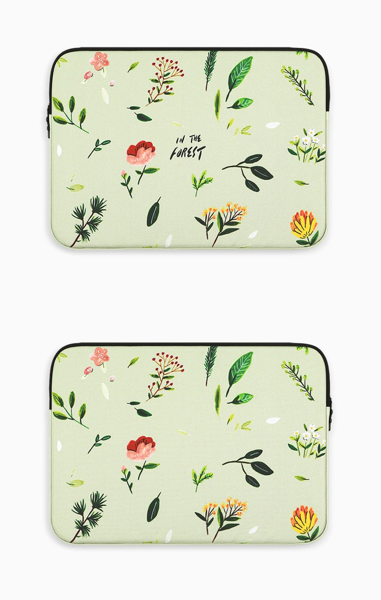 Green Forest Graphic Laptop Sleeves iPad 11" 13" 15"inch Fitted Cases Pouches Protective Covers Purses Handbags Square Cushion Designer School Collage Office Lightweight