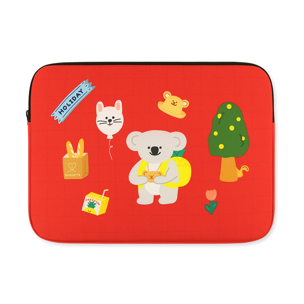 Red Picnic Koala Graphic Laptop Sleeves iPad 11" 13" 15"inch Fitted Cases Pouches Protective Covers Purses Handbags Square Cushion Designer School Collage Office Lightweight