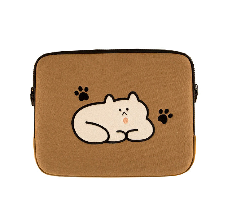 Brown Cat Graphic Laptop Sleeves iPad 13" 14" 15" inch Cases Protective Covers Handbags Square Pouches Designer Artist Prints Cute Lightweight School Collage Office Zipper Fashion Unique Gifts couple items Skins Inner Pocket