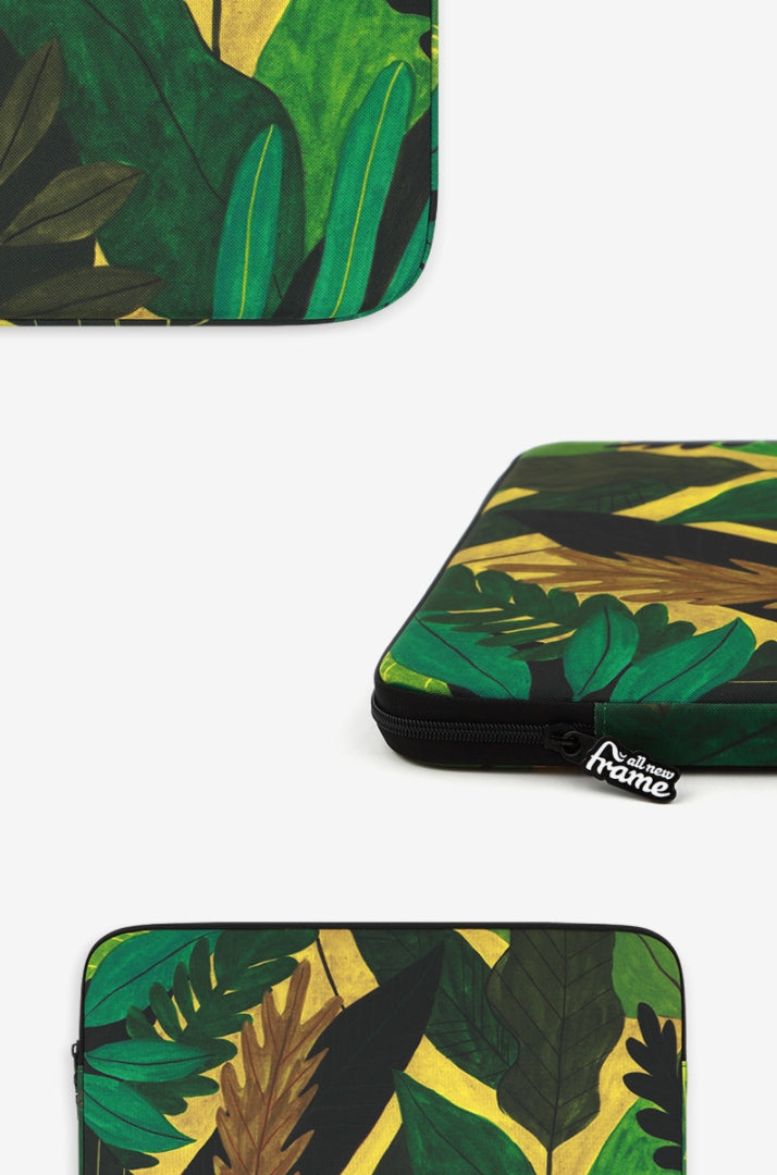 Green Forest Graphic Laptop Sleeves 13" 15" inch Cases Protective Covers Handbags Square Pouches Designer Artist Prints Cute Lightweight School Collage Office Zipper Fashion Unique Gifts