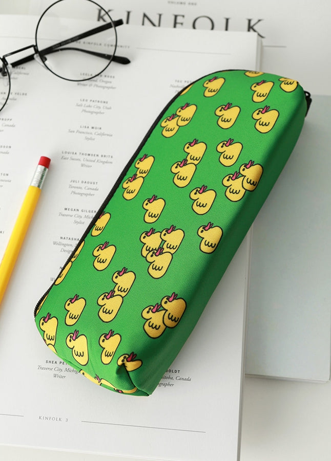 Green Yellow Duck Graphic Pencil Cases Stationery Zipper School Pouche