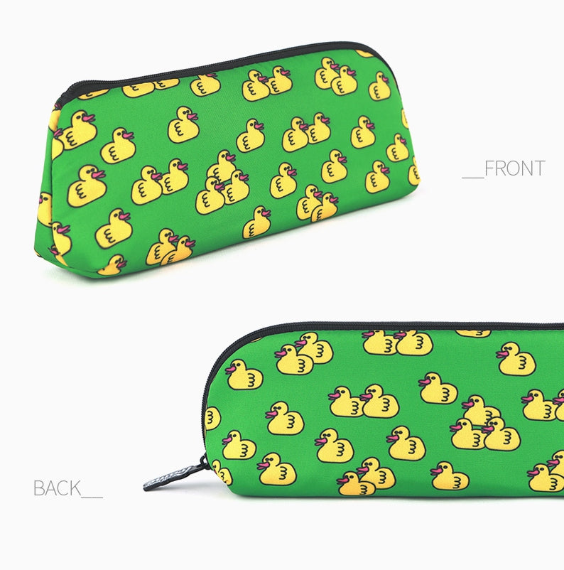 Green Yellow Duck Graphic Pencil Cases Stationery Zipper School Pouche
