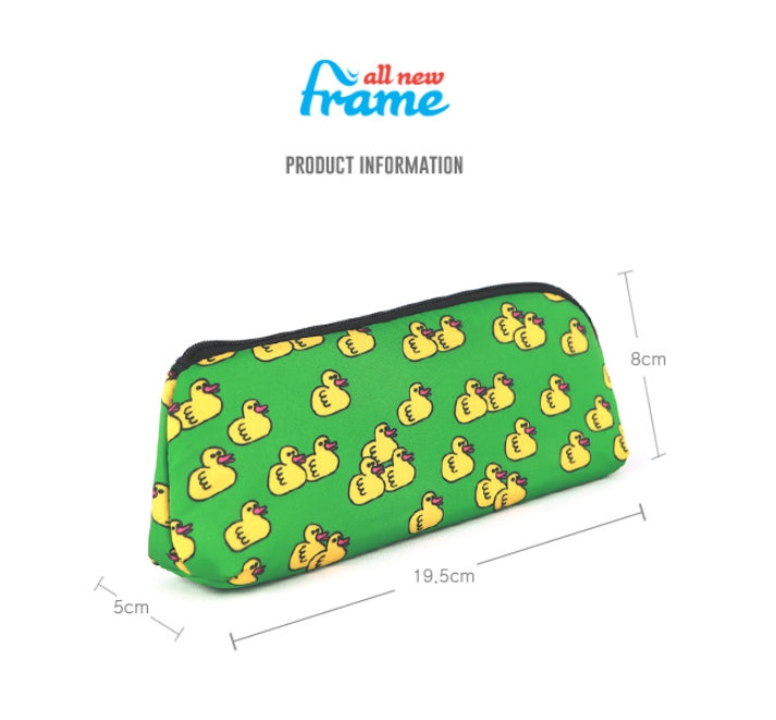 Green Yellow Duck Graphic Pencil Cases Stationery Zipper School 19cm Office Cosmetics Pouches Artists Designer Prints Gifts Bags Purses Students Girls Erasers