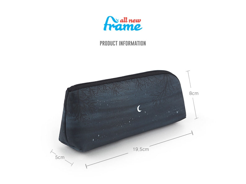 Black Moon night Graphic Pencil Cases Stationery Zipper School 19cm Office organizers cosmetic pouch