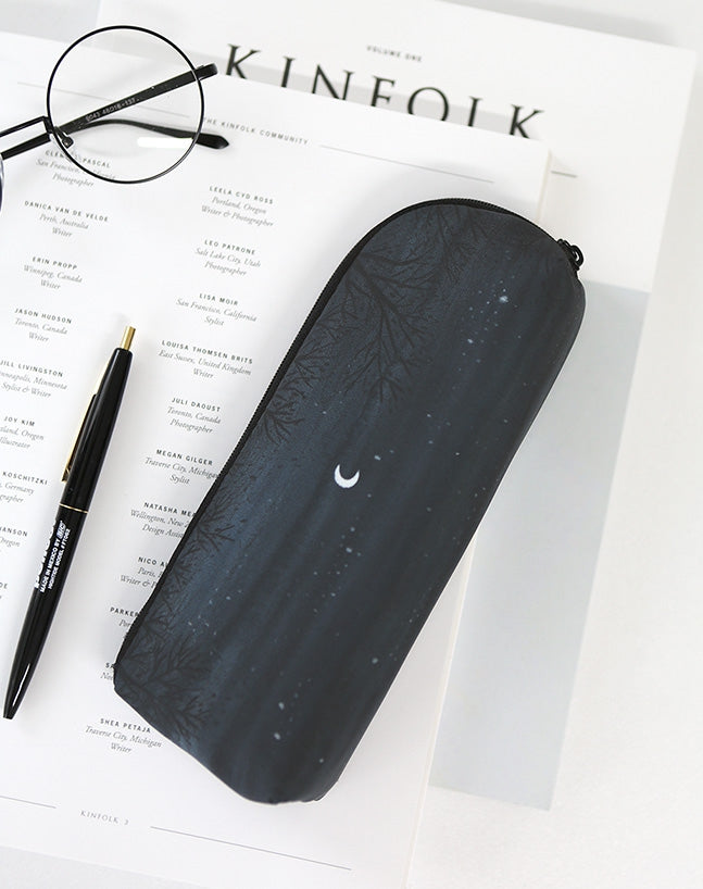 Black Moon night Graphic Pencil Cases Stationery Zipper School 19cm Office organizers cosmetic pouch