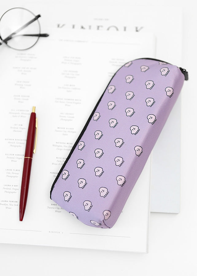 Purple Characters Graphic Pencil Cases Stationery Zipper School 19cm Office Cosmetics Pouches Artists Designer Prints Gifts Bags Purses Students Girls Cute Teens Inner Pocket