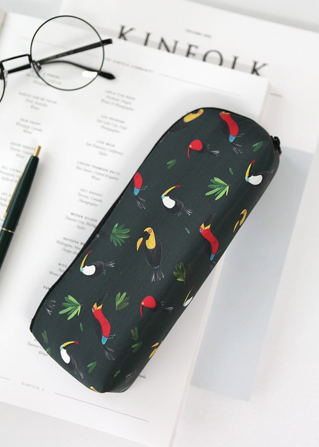 Black Toucans Birds Graphic Pencil Cases Stationery Zipper School 19cm Office Cosmetics Pouches Artists Designer Prints Gifts Bags Purses Students Girls Cute