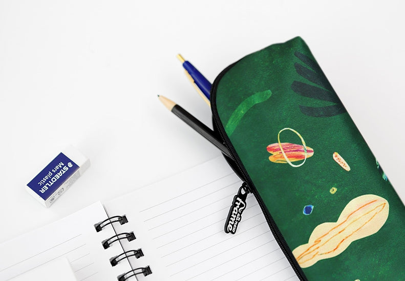 Green Island Graphic Pencil Cases Stationery Zipper School 19cm Office Cosmetics Pouches Artists Designer Prints Gifts Bags Purses Students Inner Pocket