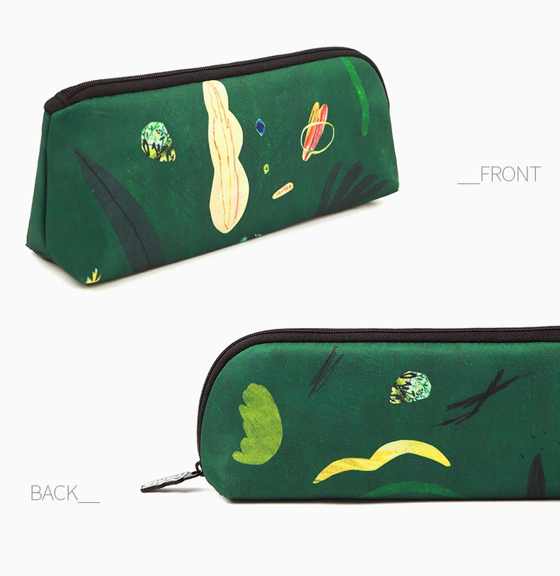Green Island Graphic Pencil Cases Stationery Zipper School 19cm Office Cosmetics Pouches Artists Designer Prints Gifts Bags Purses Students Inner Pocket