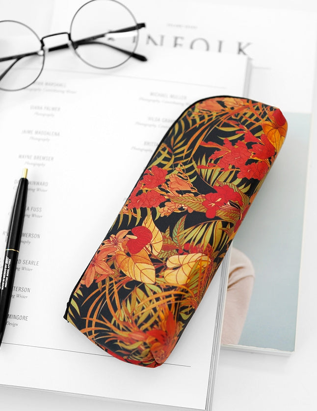 Black Orange Tropical Floral Flower Graphic Pencil Cases Stationery Zipper School 19cm Office organizers cosmetic pouches Gifts Bags Purses
