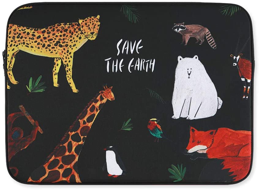 Black Save the earth Graphic iPad 11" 13" 15" inch Laptop Sleeves Cases Protective Covers Purses Handbags Square Cushion Pouches Designer Artist Purses School Collage Office Lightweight