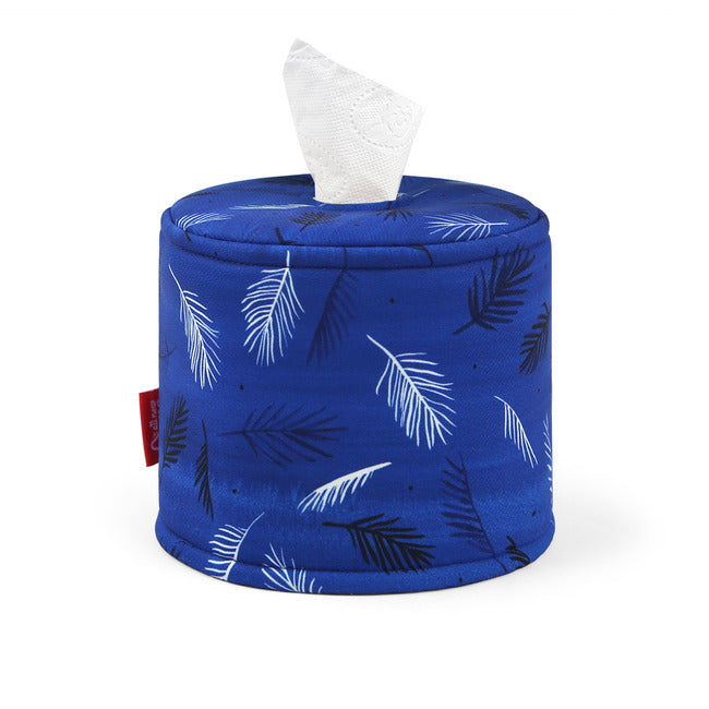Blue Leaf Patterned Round Toilet Facial Tissue Holders Box Cover Cases Bath Hotel Container