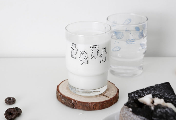 Bear Duck illustration Graphic Clear Glasses Cups Mugs Printed Vintage 245ml Gifts Kitchen Dinnerware Cold Hot Milk Coffee Microwave