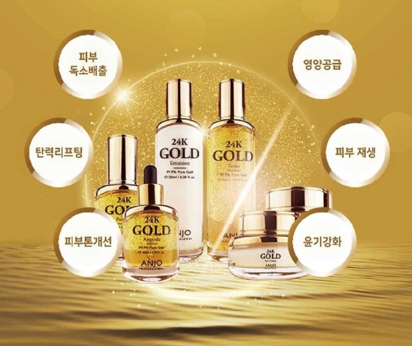 ANJO 24K Gold Skin Care 6 Sets Gifts Korean Womens Anti Aging Wrinkle