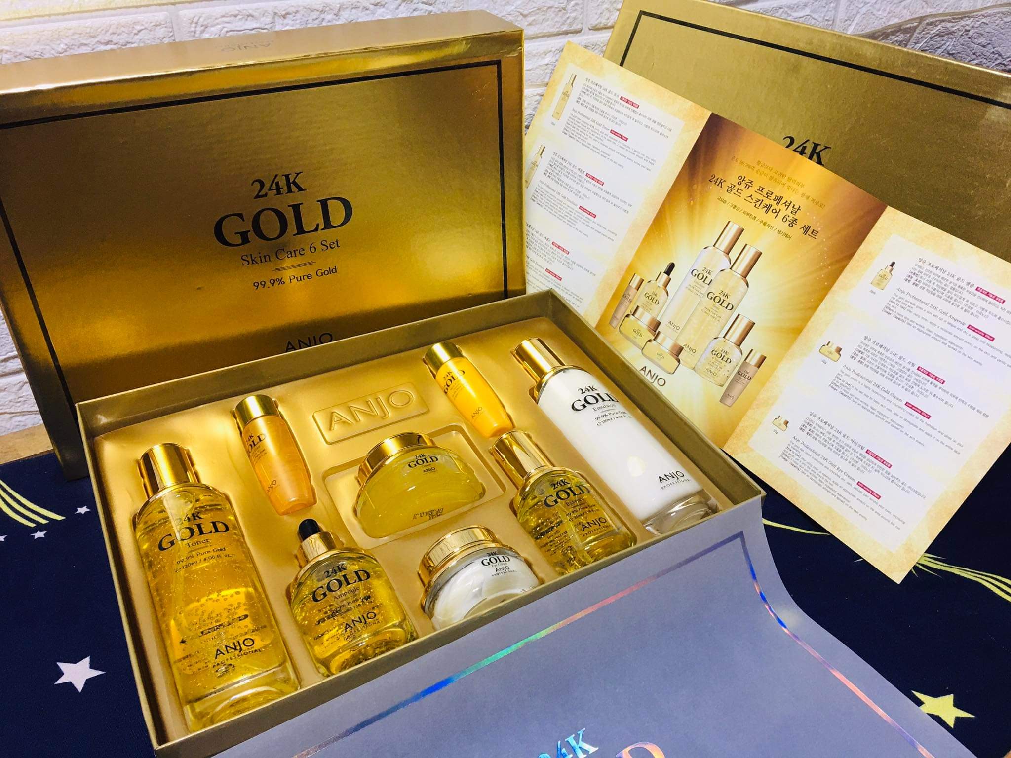 ANJO 24K Gold Skin Care 6 Sets Gifts Korean Womens Anti Aging Wrinkle