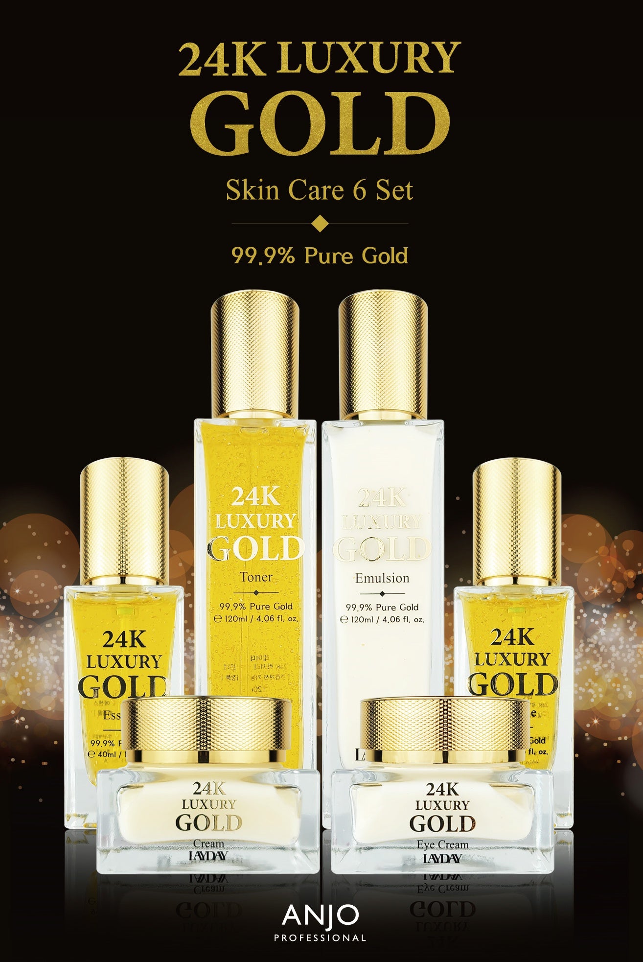 ANJO 24K Gold Skin Care 6 Sets Gifts Korean Womens Anti Aging Wrinkle