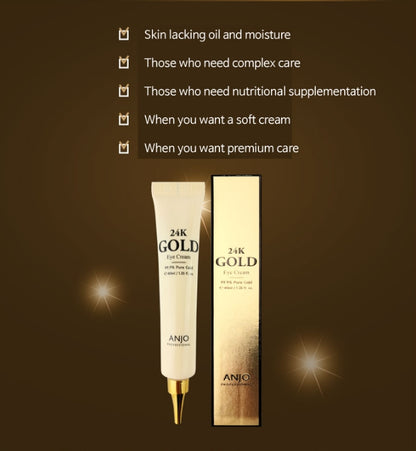 Anjo 24k Gold Eye Creams Anti Ageing Wrinkles Womens Skin Care Cosmetics Fine Lines Crows Feet