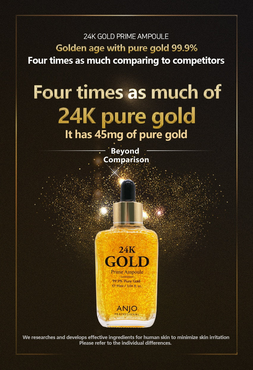 ANJO Professional 24K Gold Prime Ampoule 99.9% Pure Gold 90ml Wrinkle