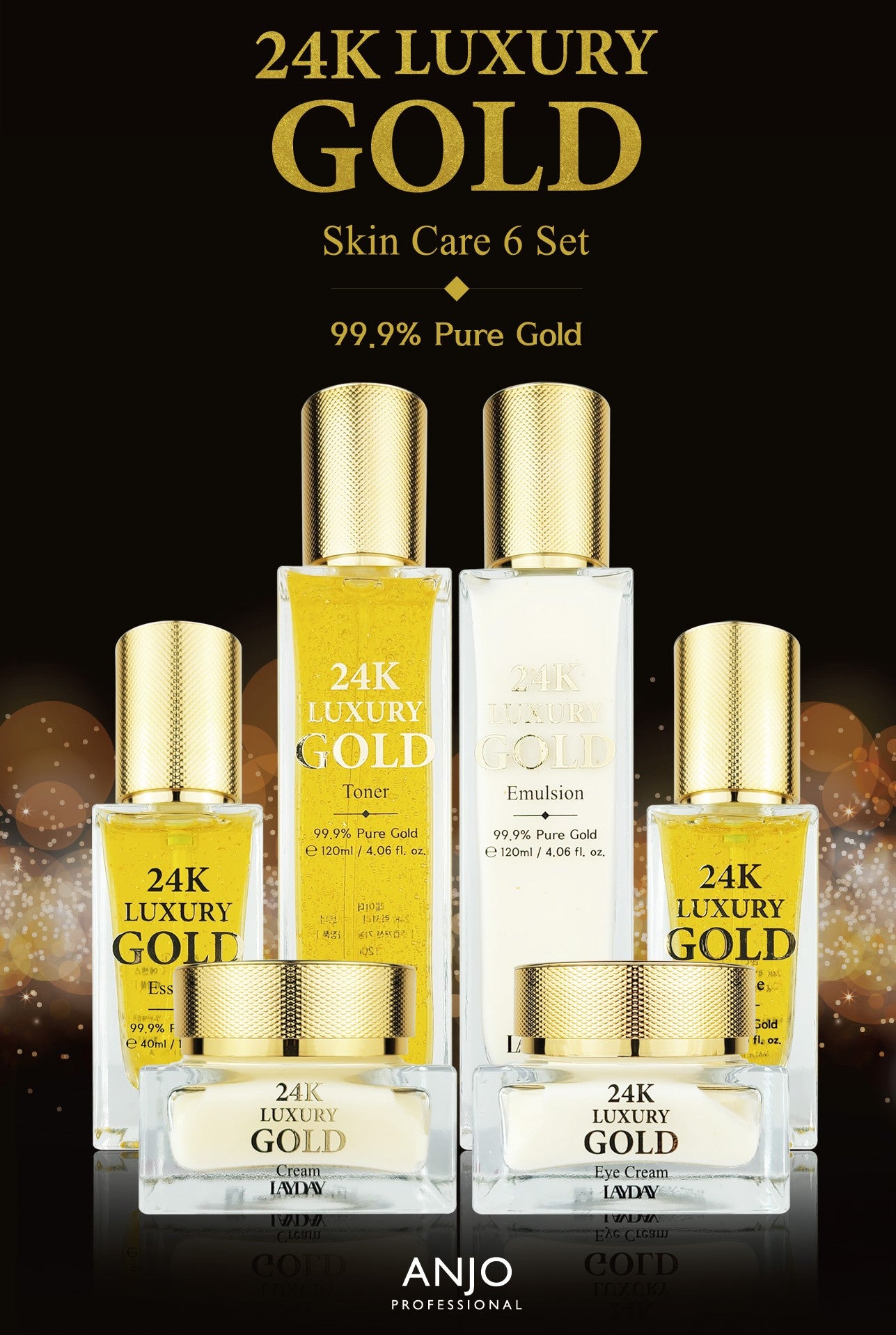 ANJO LAYDAY 24K Luxury Gold 6 Set Facial Skincare Anti Aging Moisture Wrinkles