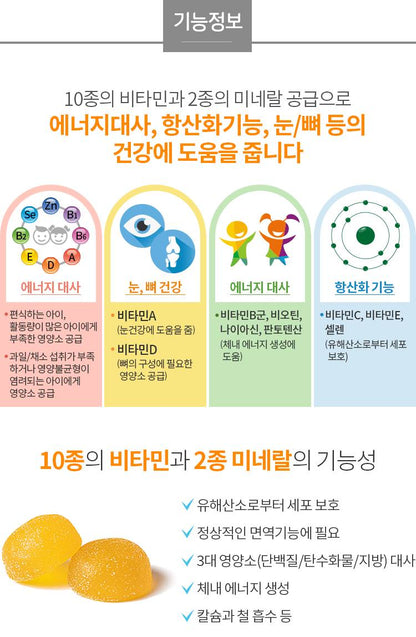 ATOMY Kids Gummy Multivitamin 4.5g X 10ea X 6Packs Calcium Iron