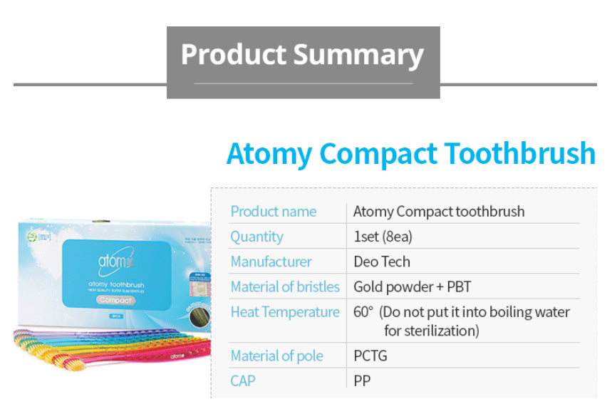 Atomy Toothbrush Compact 8ea Set Kids Womens Dental Healthy Oral Care