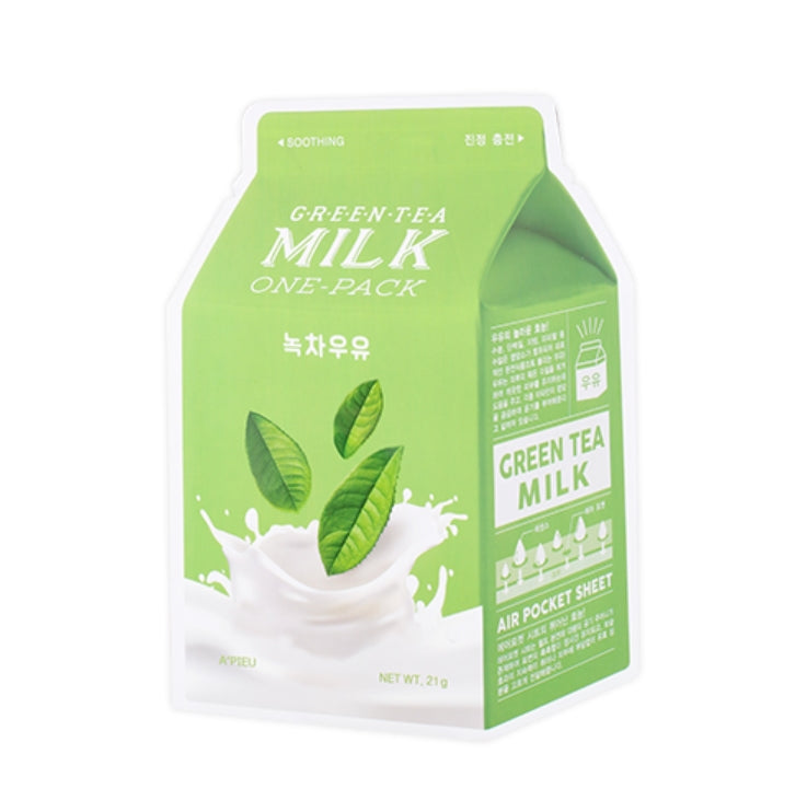 Apieu Green Tea Milk One-Pack Korean Skincare Cosmetics Womens Face