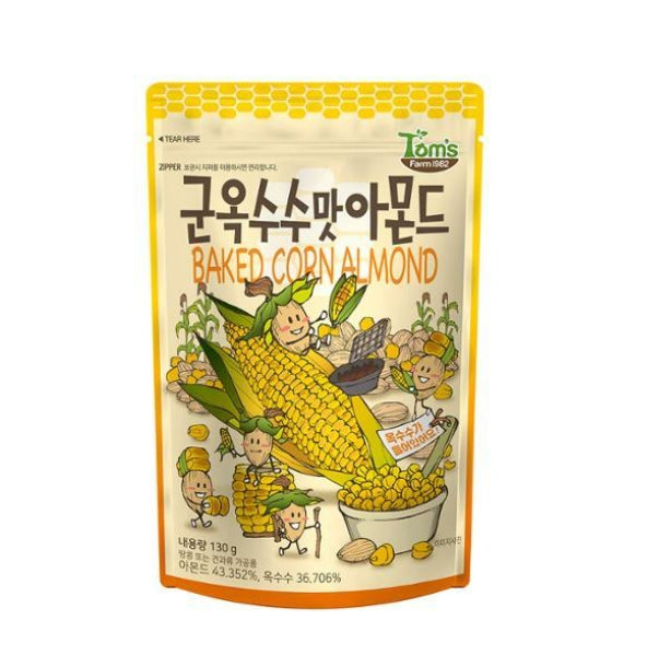 Tom's Farm Baked Corn Almond Nuts Snacks tasty 130g Korean Foods