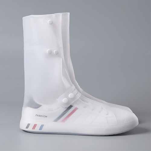White transparent silicone shoe protection waterproof cover rain boots long summer rainy season socks protection sole slip-resistant lightweight durable Carry women men swimming pool beach aqua Unisex