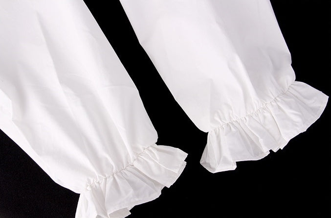 White Ruffled Blouse Shirts Womens Kpop Blackpink Jennie Long Sleeved