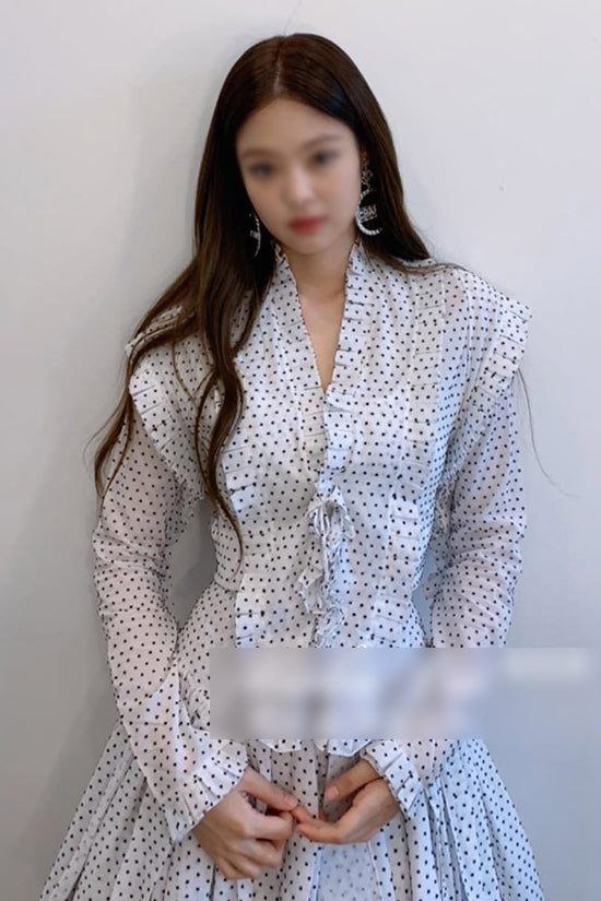 White Jenny Han Ye Seul Polka Dots Dresses Korean Actress Kpop Idol
