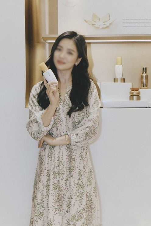 Ivory Song Hye Kyo Floral Dresses Korean Actress Womens Flower Pattern CALD Ivory Song Hye Kyo Floral Dresses Korean Actress Womens Flower Pattern CALD