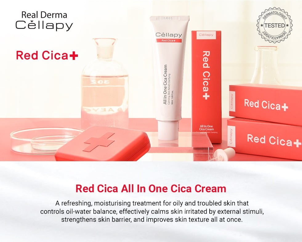 Cellapy Red Cica All In One Cica Creams 50ml Sensitive Trouble Skin Oil Water Balance Skin Barrier Care