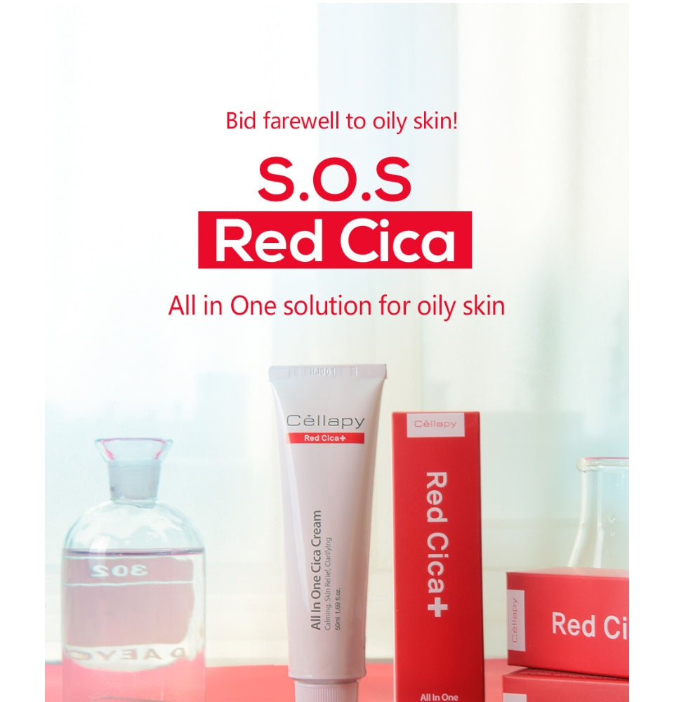 Cellapy Red Cica All In One Cica Creams 50ml Sensitive Trouble Skin Oil Water Balance Skin Barrier Care