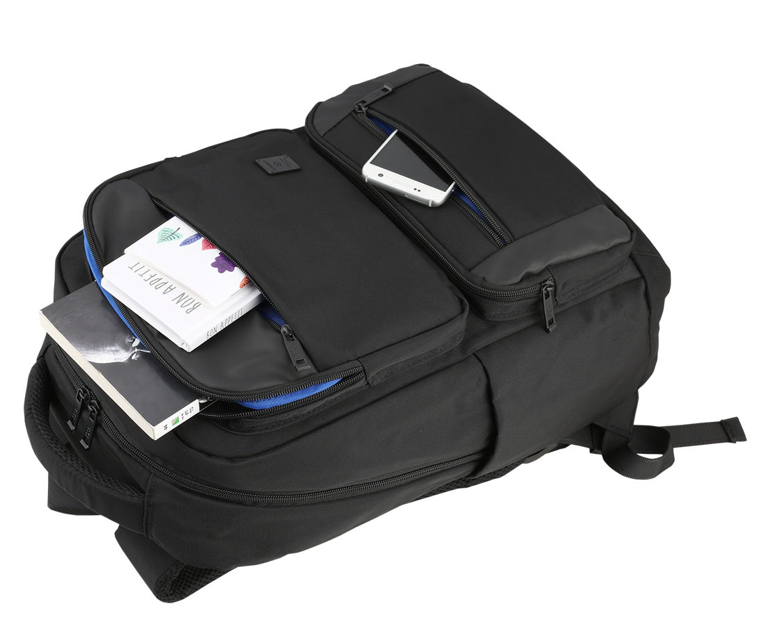 Black Canvas Laptop Backpacks Trolly Band Luggage Strap School Travel