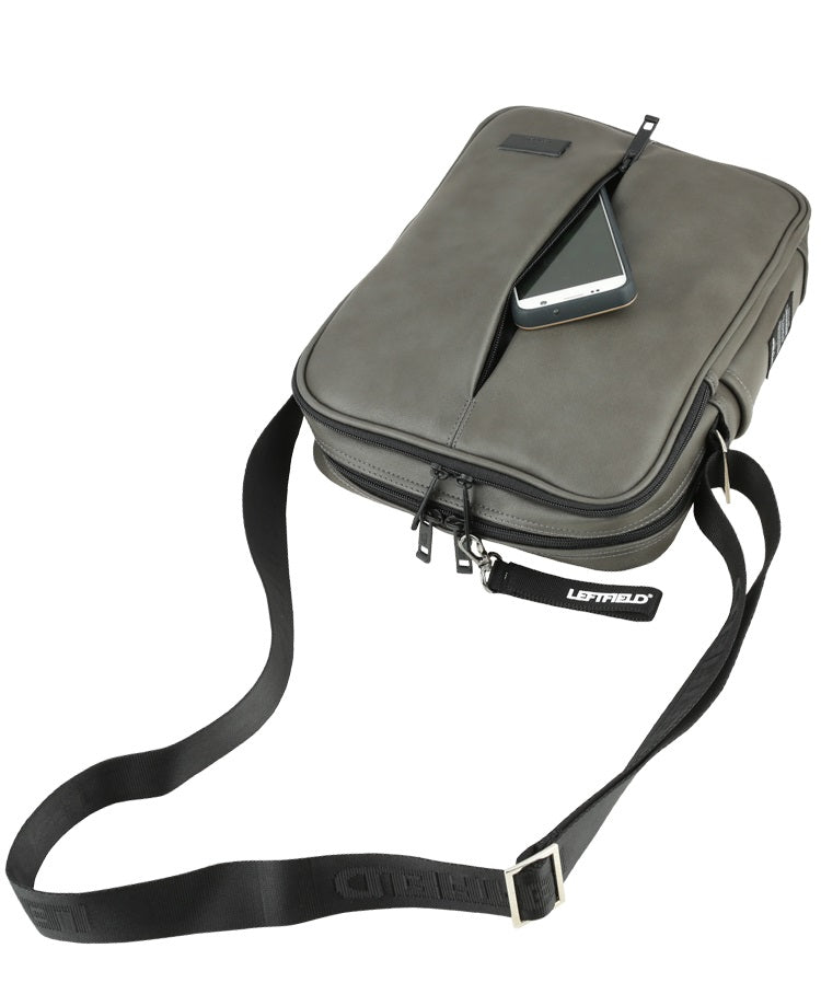 Black Gray Mini Faux Leather Travel Crossbody Bags Messengers Mens Casual Business