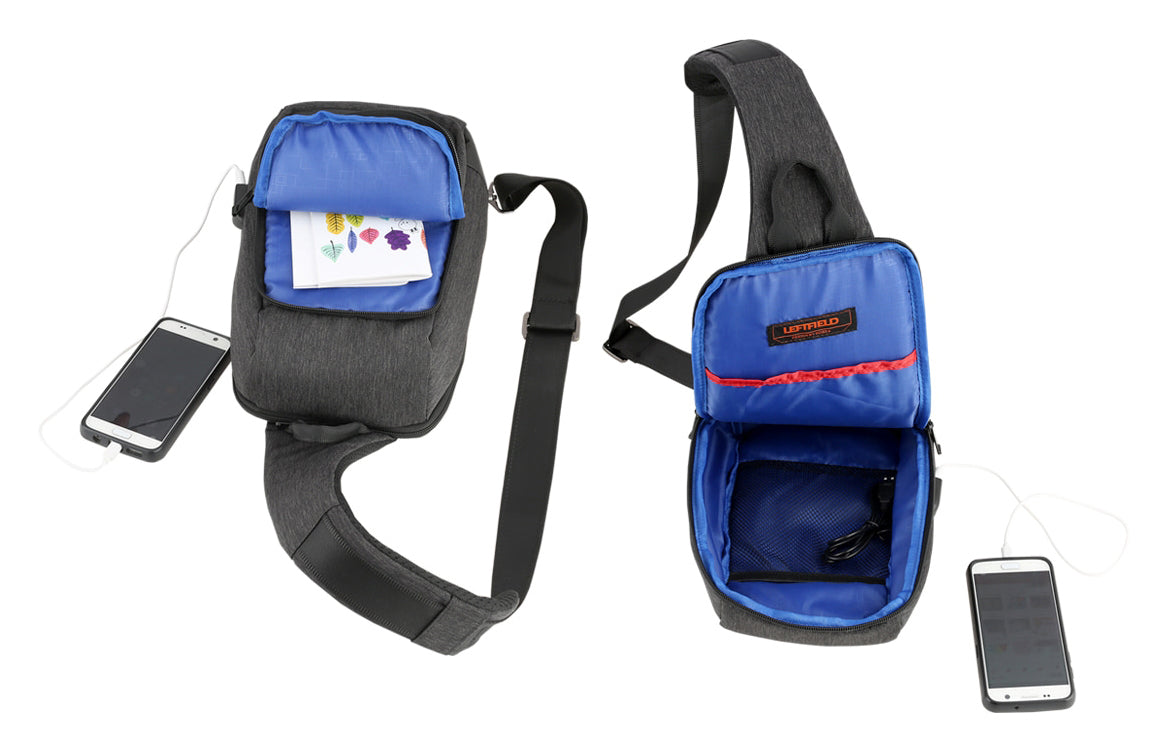 Black USB Travel Sling Bags Messengers Crossbody Korean Fashion