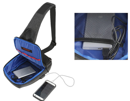 Black USB Travel Sling Bags Messengers Crossbody Korean Fashion