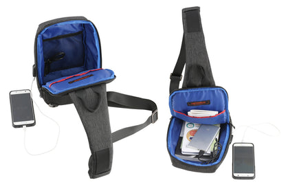 Black USB Travel Sling Bags Messengers Crossbody Korean Fashion