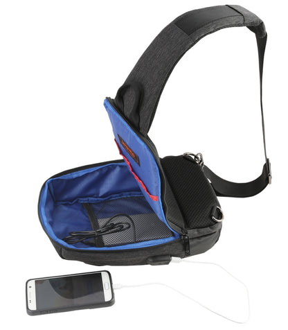 Black USB Travel Sling Bags Messengers Crossbody Korean Fashion