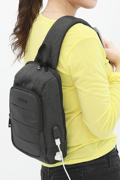 Black USB Travel Sling Bags Messengers Crossbody Korean Fashion