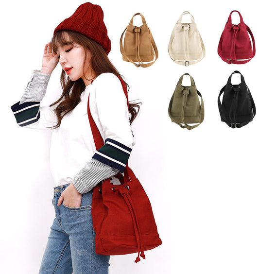 Drawstring Bucket Canvas Shoulder Handbags Womens Crossbody Purses New
