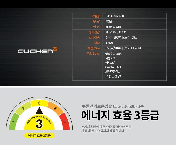 Cuchen Rice Cookers/ CJS-LB0606FB Korean Health Family Cookware