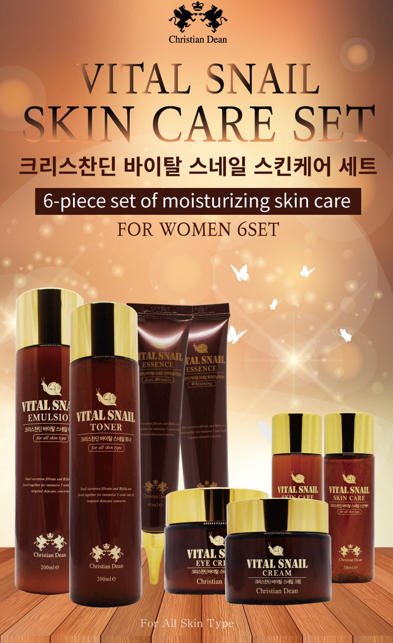 Christian Dean Vital Snail Skin care 6 sets For Women Facial Cosmetics