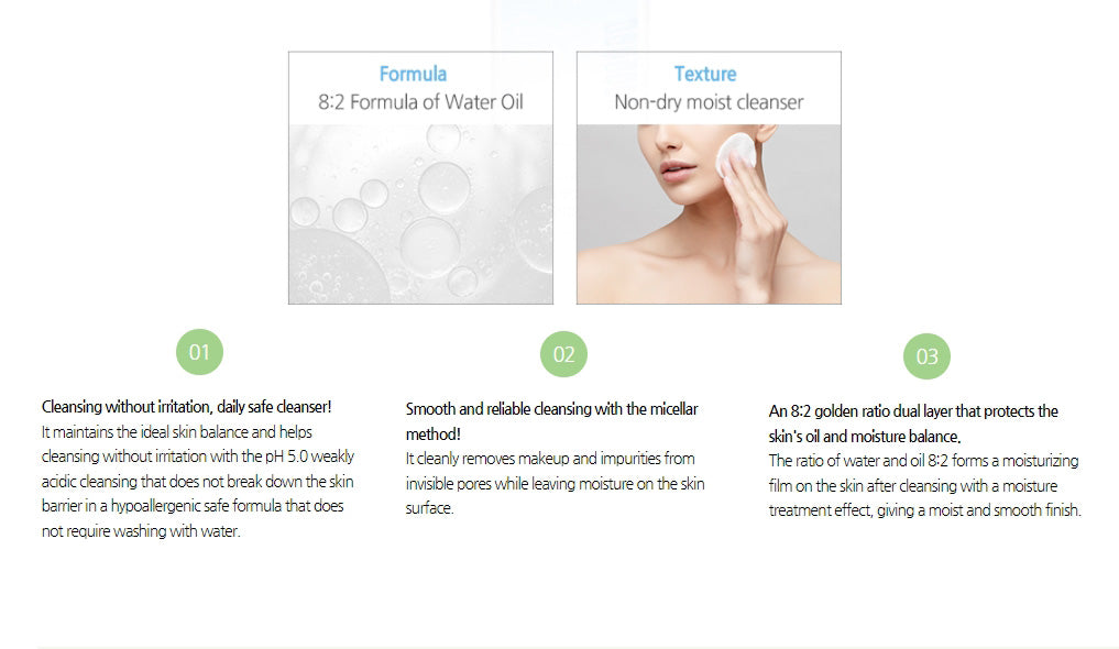 DABO Multi Micellar Cleansing Water 500ml Skincare Weakly Acidic Makeup Removal Moisture